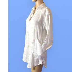 For Cynthia Beach Cover Up 100% Linen Stars S